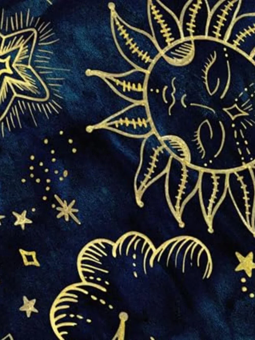Celestial Comforter Set Full Size Blue Gold Sun and Moon Boho Bedding for Kids A